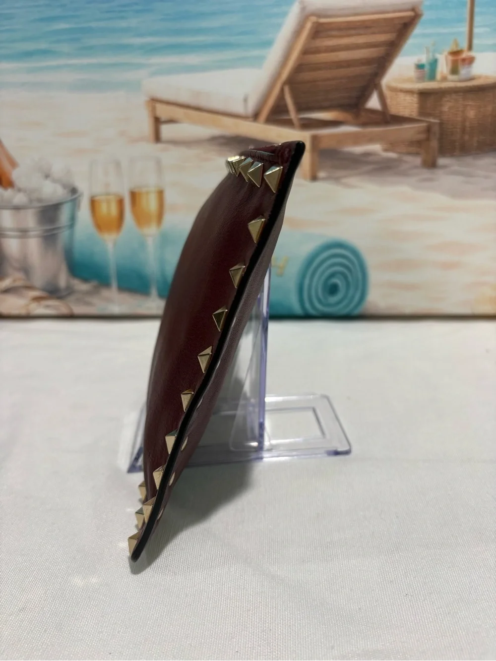 Authentic Valentino Garavani Rockstud Leather Clutch with certificate